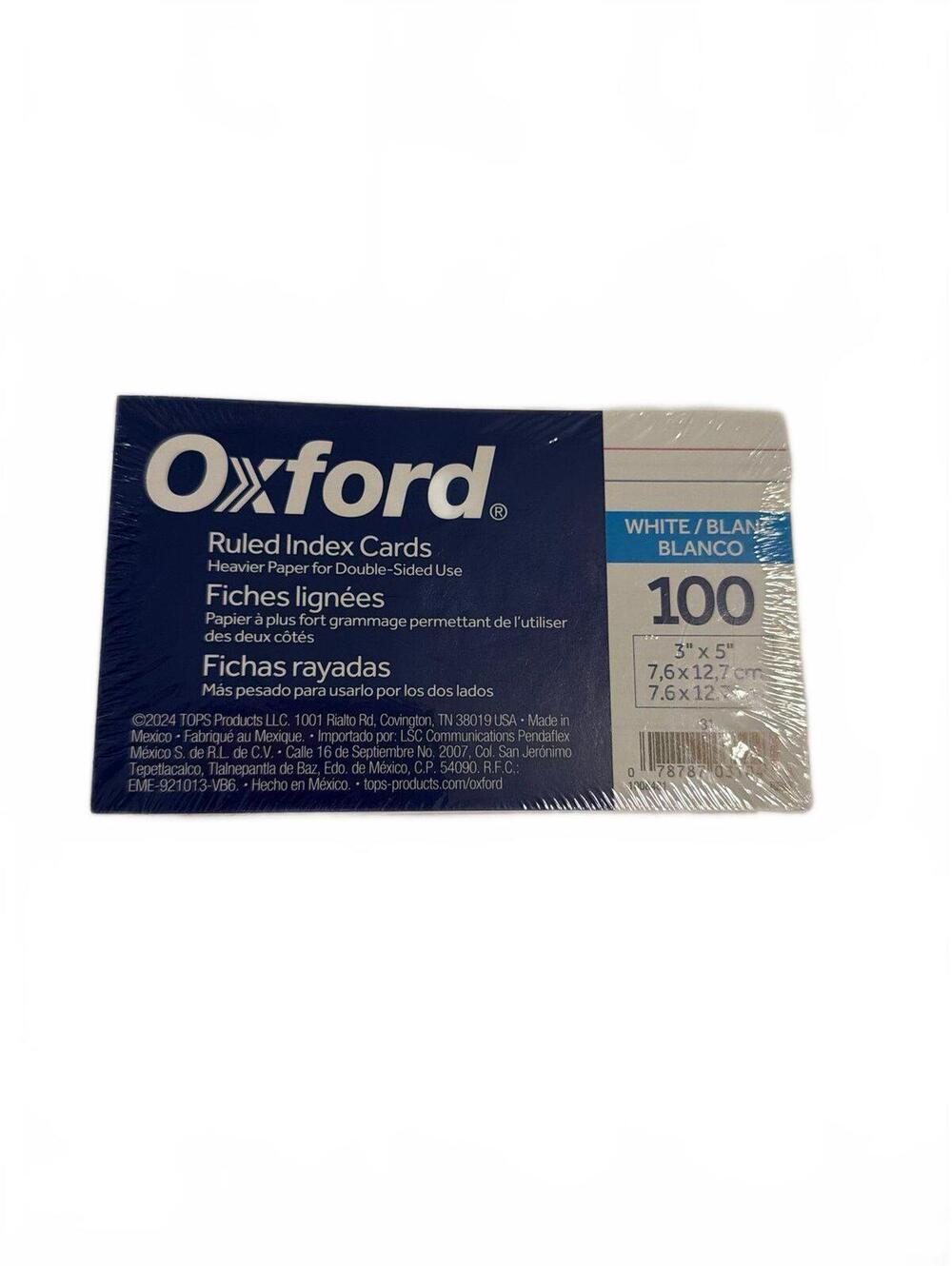 Oxford White Ruled Index Cards 3x5 100 Count